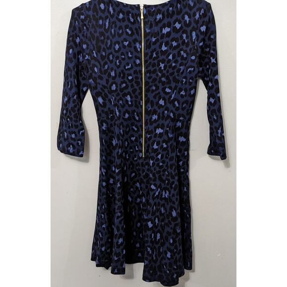 Kate Spade Women's Blue Animal Midi Length Dress with Gold Zipper Size 2 - Picture 2 of 3